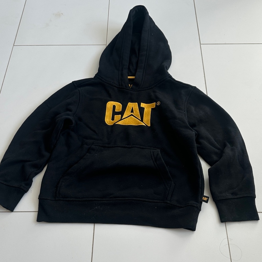 CAT Black and Yellow logo boys Hoodie 7/8